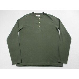 Taylor Stitch Shirt Mens 38 Green Long Sleeve Henley Recycled Cotton Blend